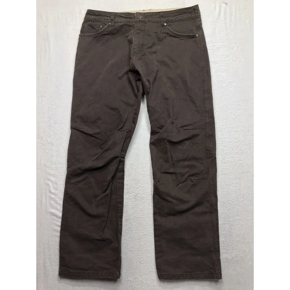 KUHL Rydr Pants Men 36x32 Brown Vintage Patina Dye Articulated Knee Hiking Work - Picture 1 of 16